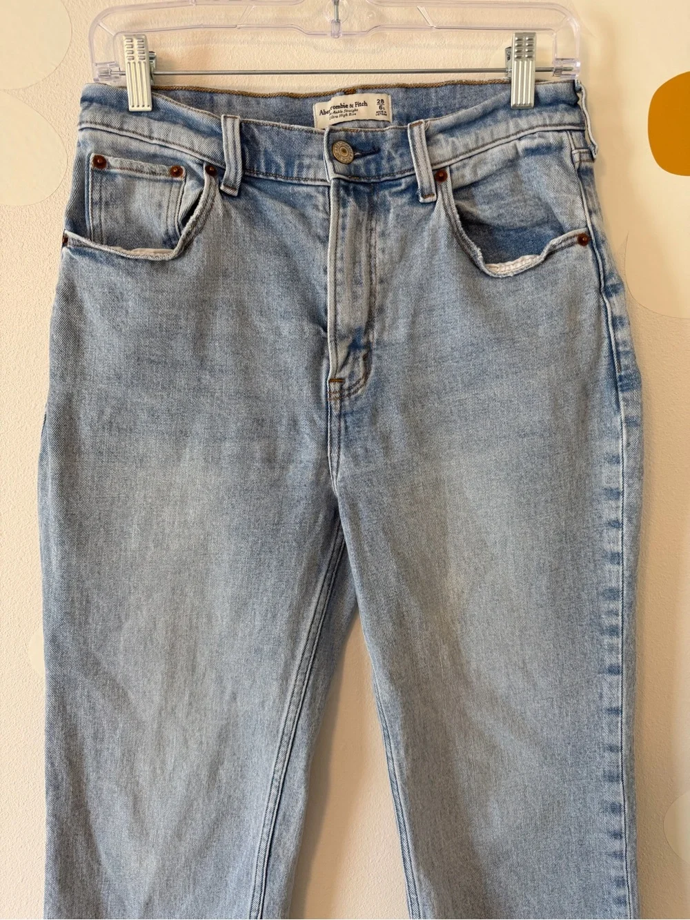 Abercrombie The Ankle Straight Ultra High Rise Stretch Light Wash Jeans 6 SHORT - Picture 8 of 15